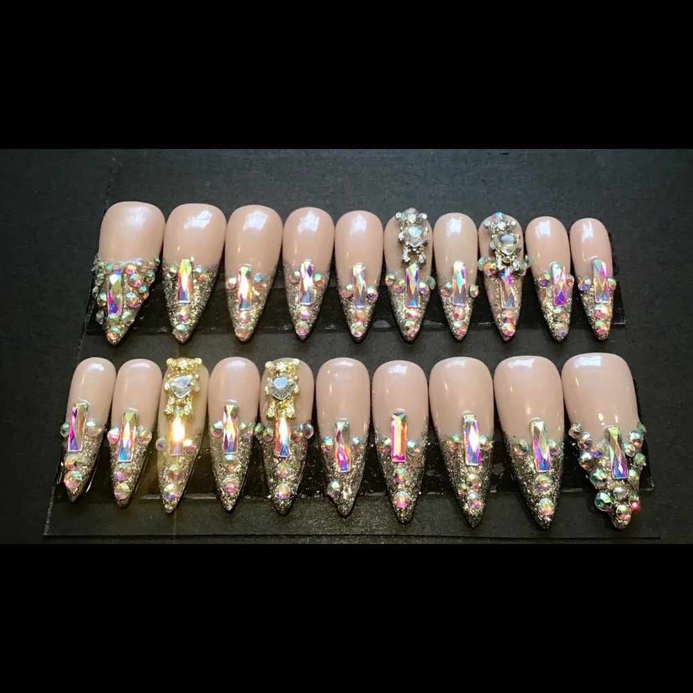 Xlong stiletto gel bling nail box